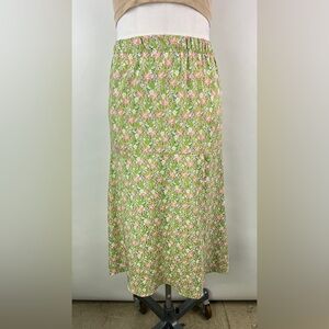 💚 3324. Floral Front Slit Midi Skirt